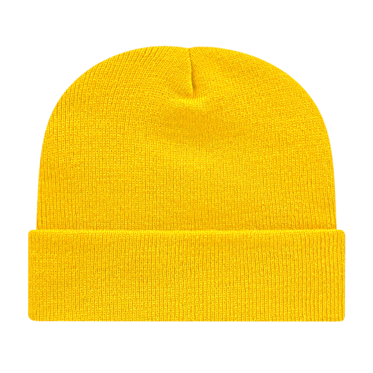 Cap America Cuffed Knit Beanie Embroidery - Yellow - Photo