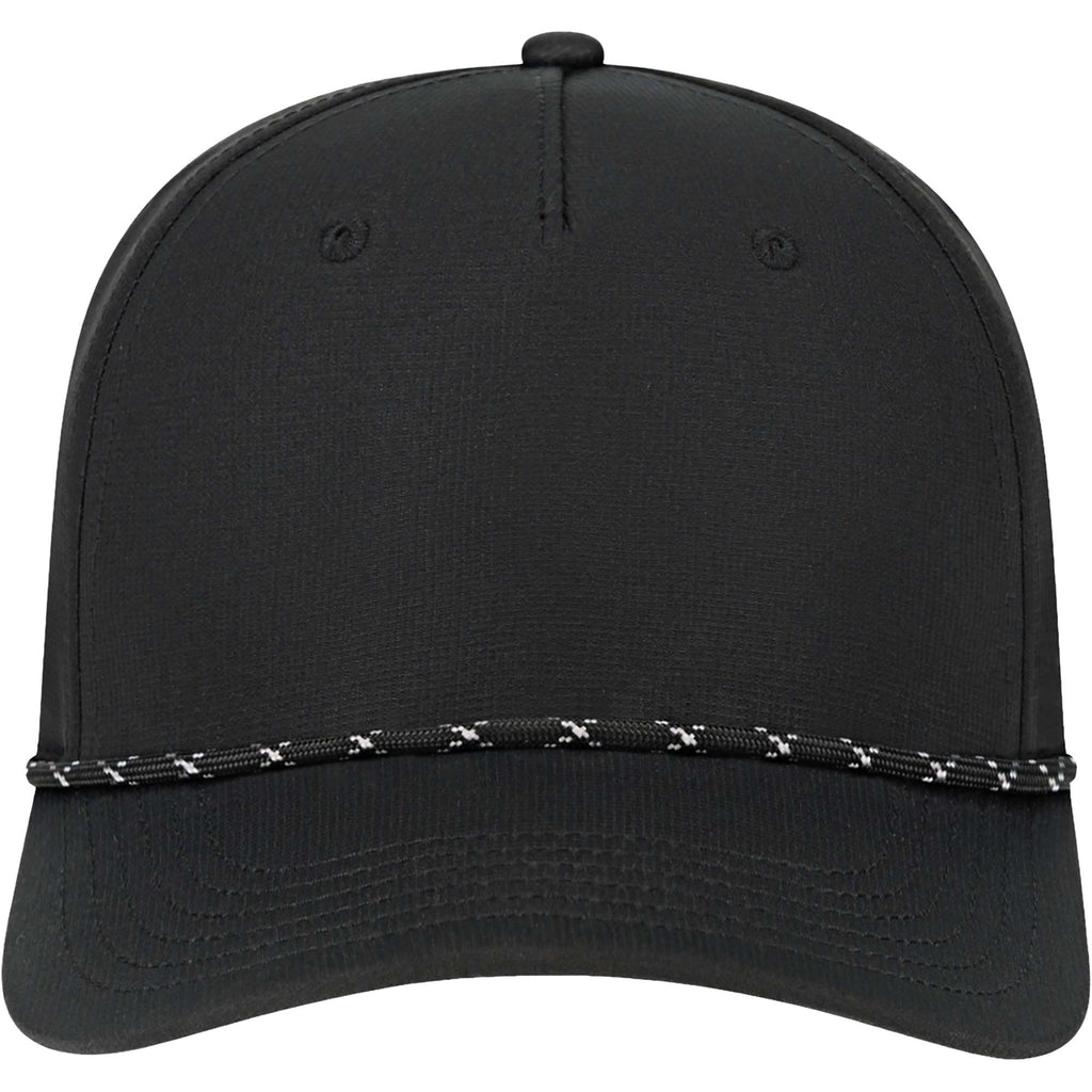 Cap America Icon Rope Cap in Performance Fabric Embroidery - Black Black/White - Front