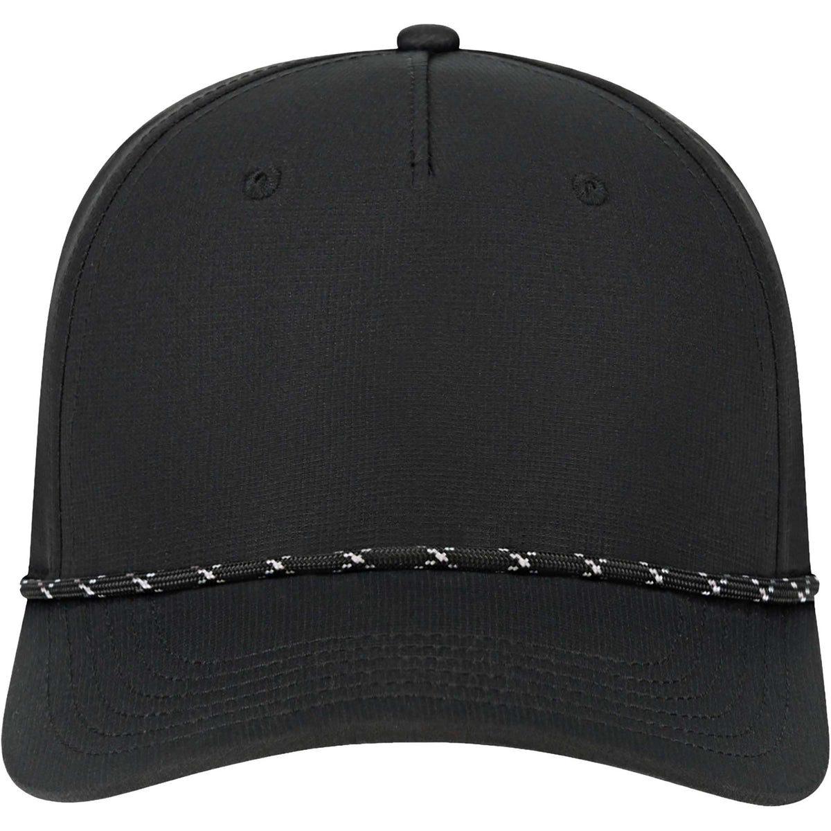 Cap America Icon Rope Cap in Performance Fabric Embroidery - Black Black/White - Front