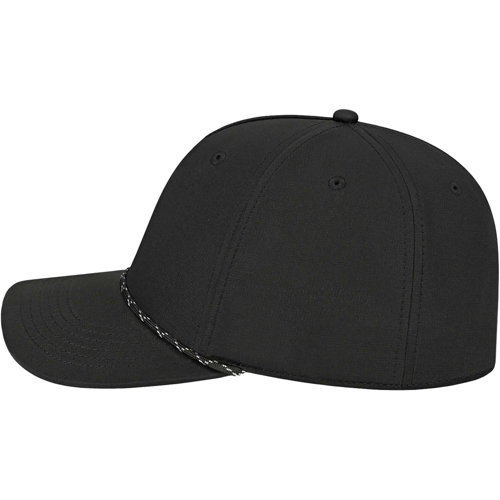 Cap America Icon Rope Cap in Performance Fabric Embroidery - Black Black/White - Left Side
