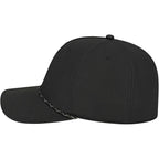 Cap America Icon Rope Cap in Performance Fabric Embroidery - Black Black/White - Left Side