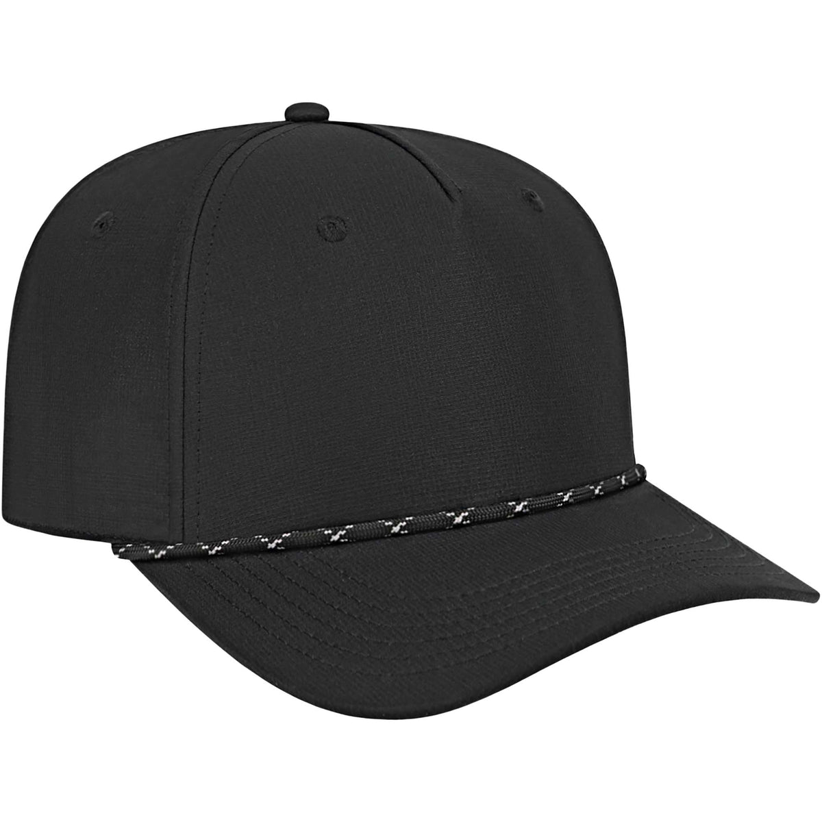 Cap America Icon Rope Cap in Performance Fabric Embroidery - Black Black/White - Right Angle