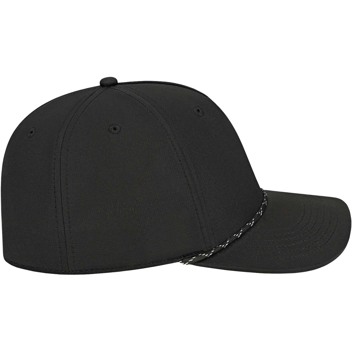 Cap America Icon Rope Cap in Performance Fabric Embroidery - Black Black/White - Right Side