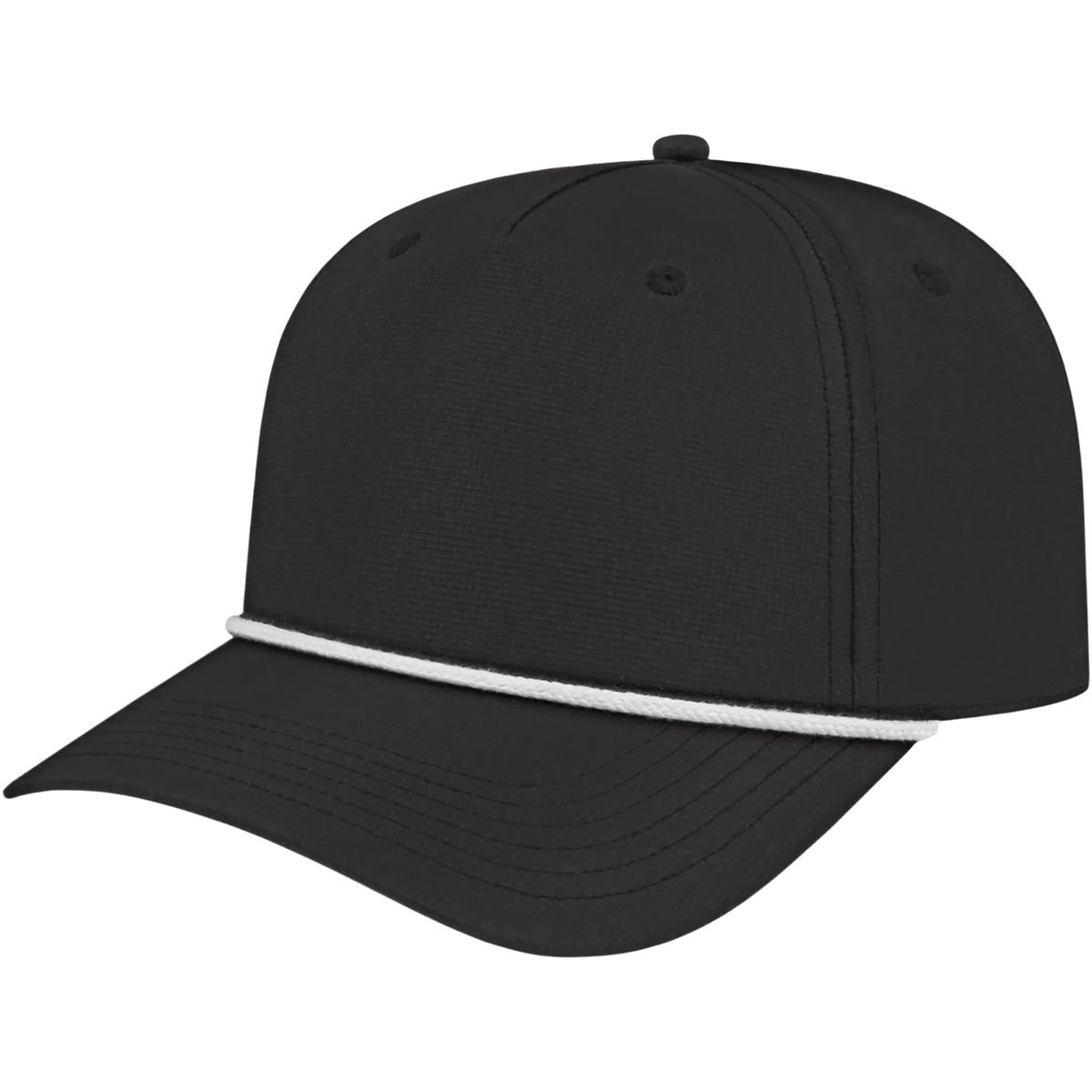 Cap America Icon Rope Cap in Performance Fabric Embroidery - Black/White - Left Angle