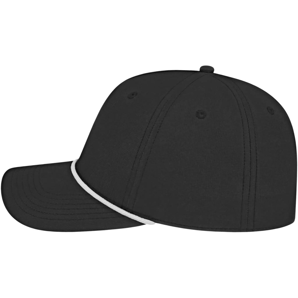 Cap America Icon Rope Cap in Performance Fabric Embroidery - Black/White - Left Side