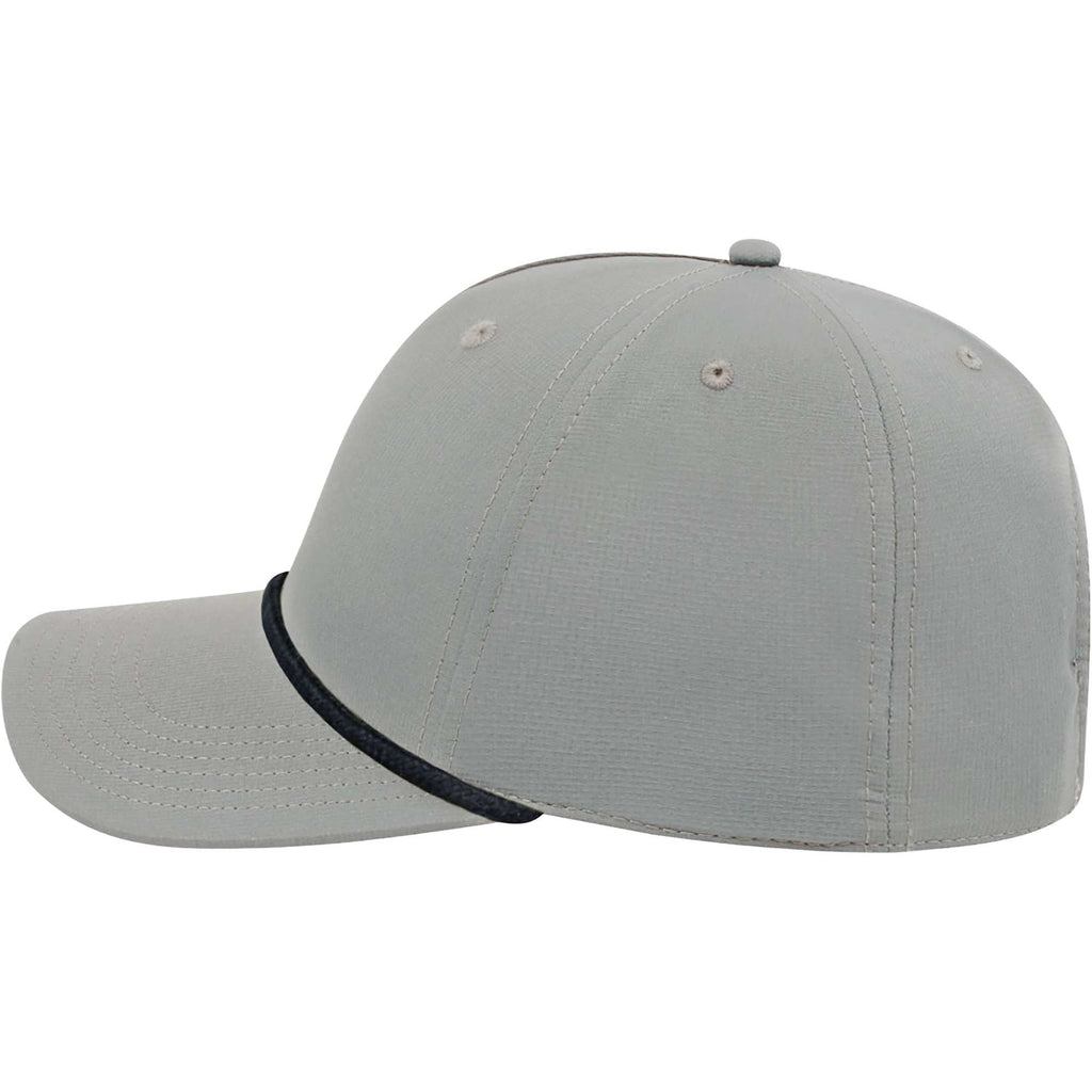 Cap America Icon Rope Cap in Performance Fabric Embroidery - Gray/Black - Left Side