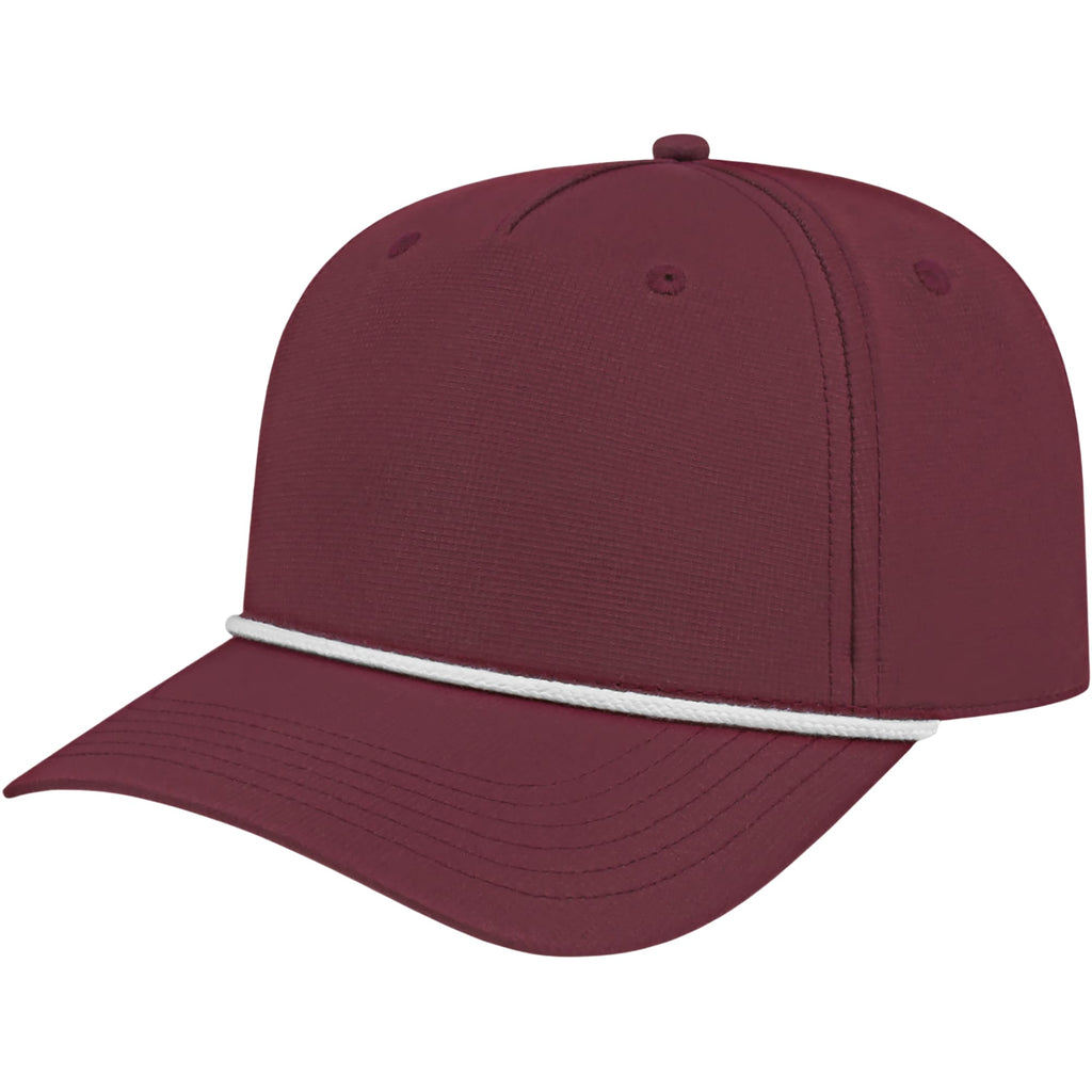 Cap America Icon Rope Cap in Performance Fabric Embroidery - Merlot - Right Angle