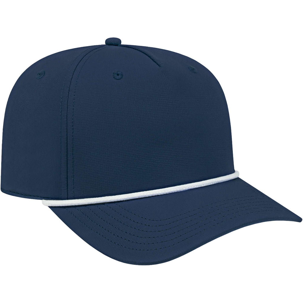 Cap America Icon Rope Cap in Performance Fabric Embroidery - Navy/White - Left Angle