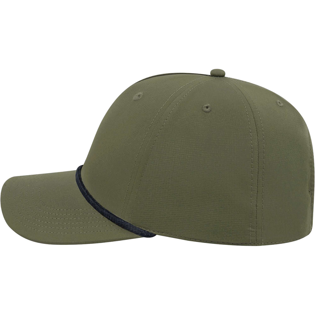 Cap America Icon Rope Cap in Performance Fabric Embroidery - Olive - Left Side