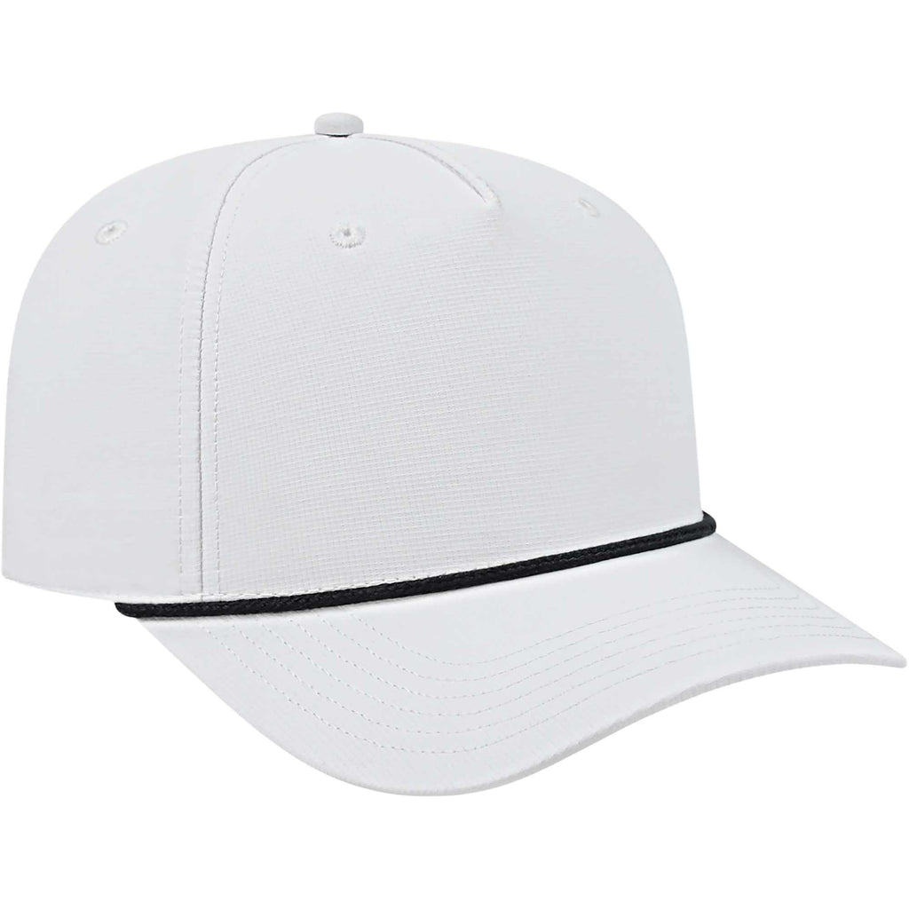 Cap America Icon Rope Cap in Performance Fabric Embroidery - White/Black - Left Angle