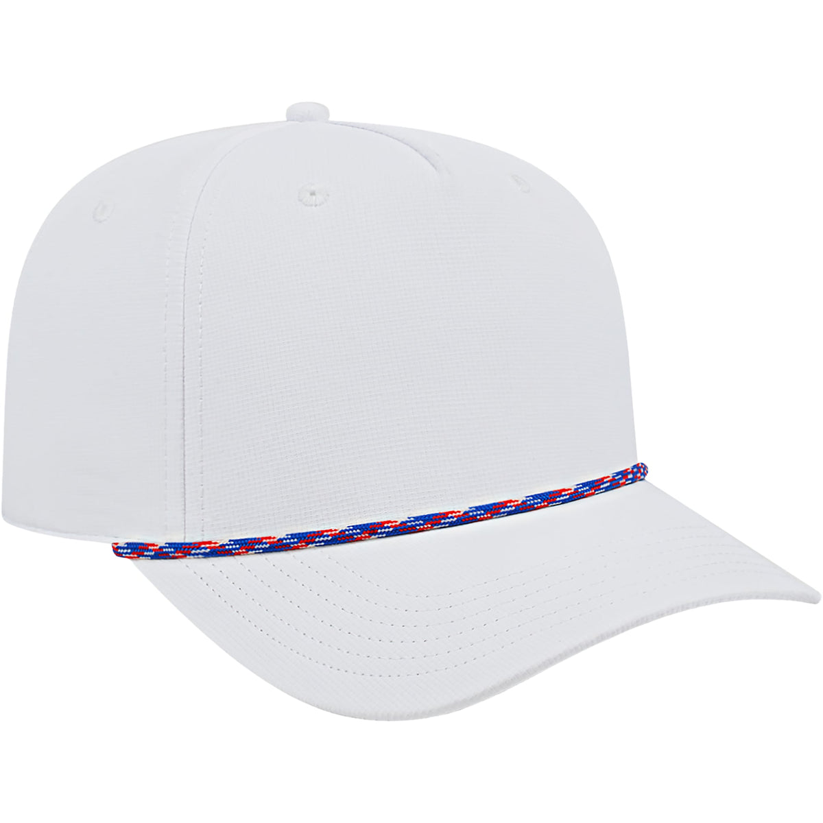 Cap America Icon Rope Cap in Performance Fabric Embroidery - White/Royal/Red - Left Angle