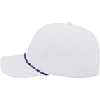 Cap America Icon Rope Cap in Performance Fabric Embroidery - White/Royal/Red - Left Side