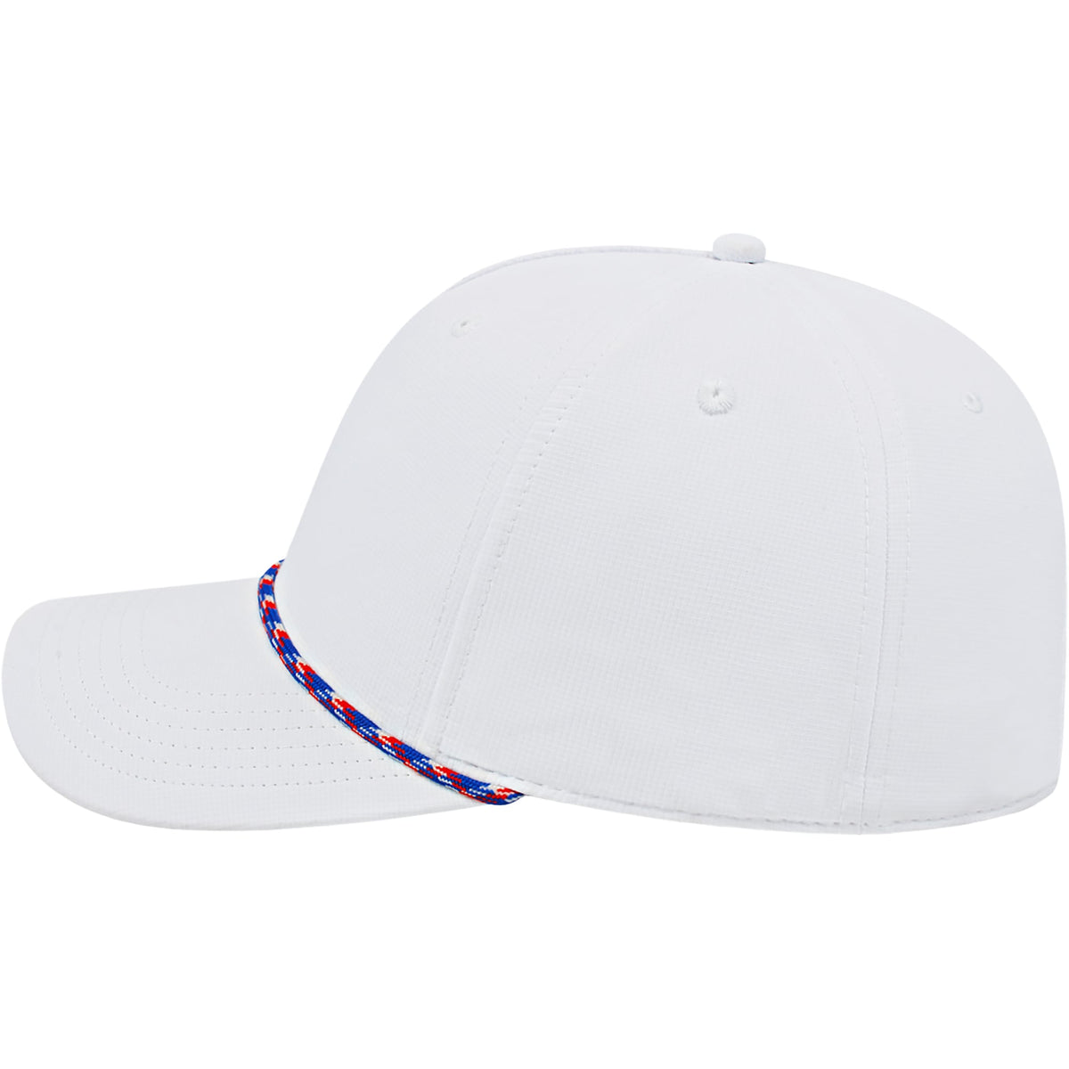 Cap America Icon Rope Cap in Performance Fabric Embroidery - White/Royal/Red - Left Side