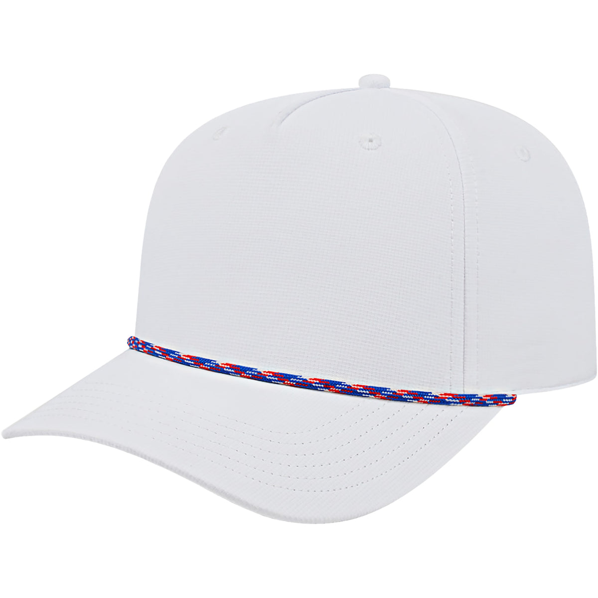 Cap America Icon Rope Cap in Performance Fabric Embroidery - White/Royal/Red - Right Angle