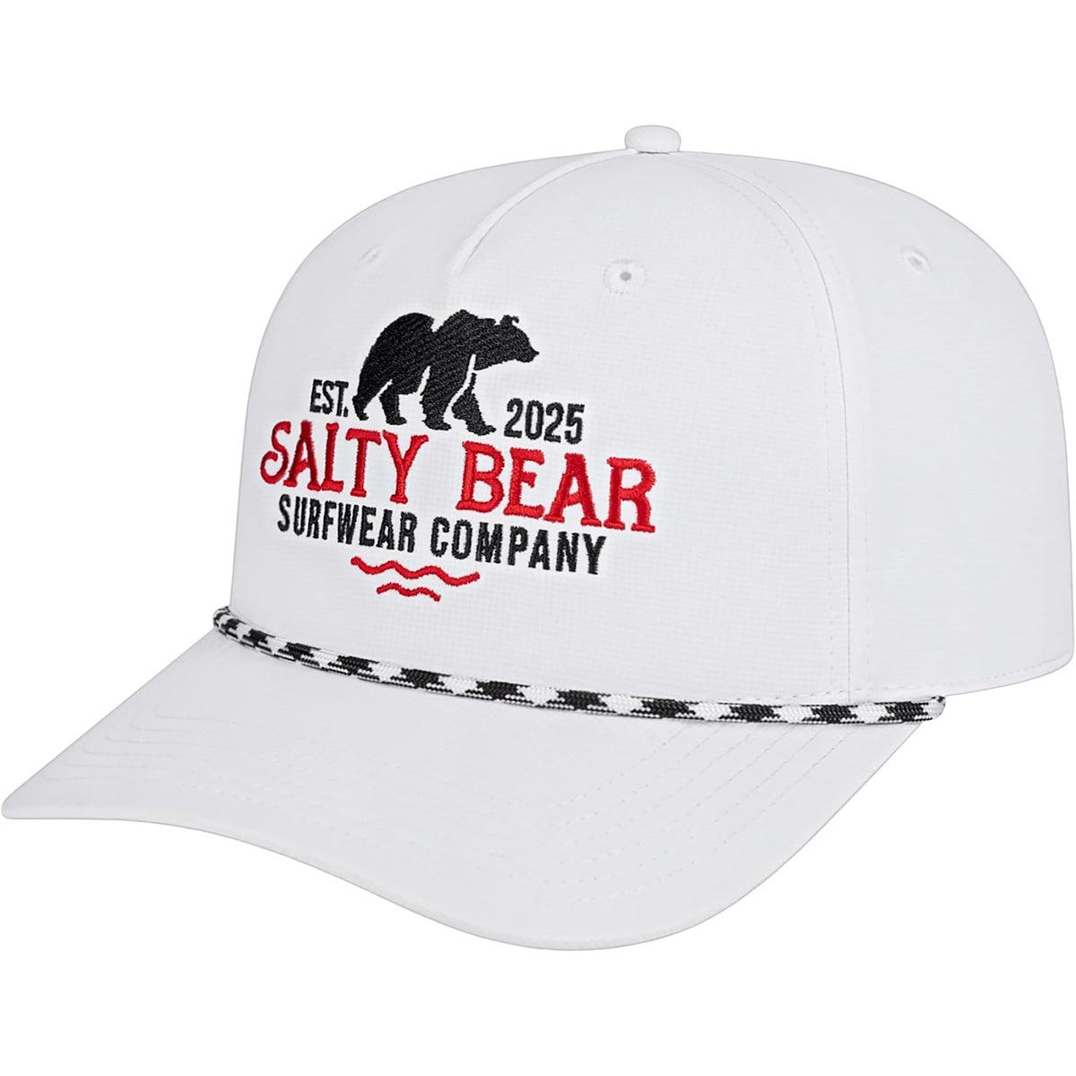 Cap America Icon Rope Cap in Performance Fabric Embroidery - White White/Black - Left Angle