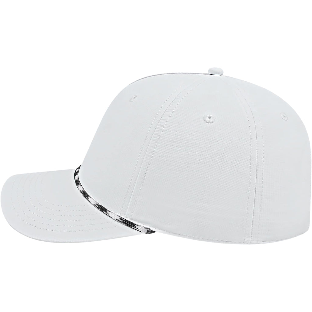 Cap America Icon Rope Cap in Performance Fabric Embroidery - White White/Black - Left Side