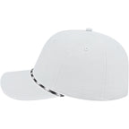 Cap America Icon Rope Cap in Performance Fabric Embroidery - White White/Black - Left Side