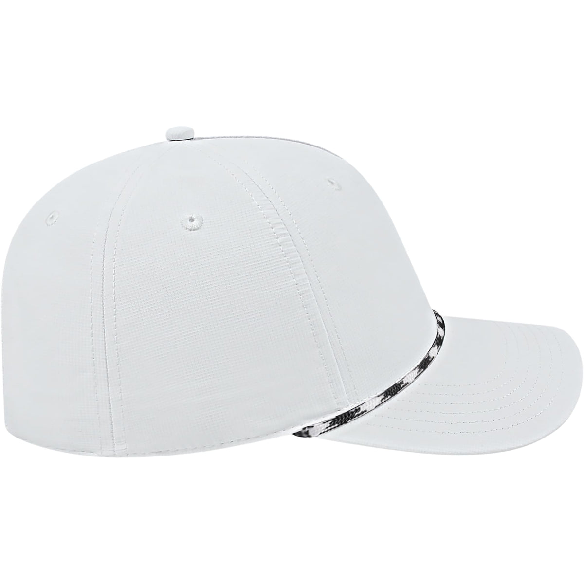 Cap America Icon Rope Cap in Performance Fabric Embroidery - White White/Black - Right Side