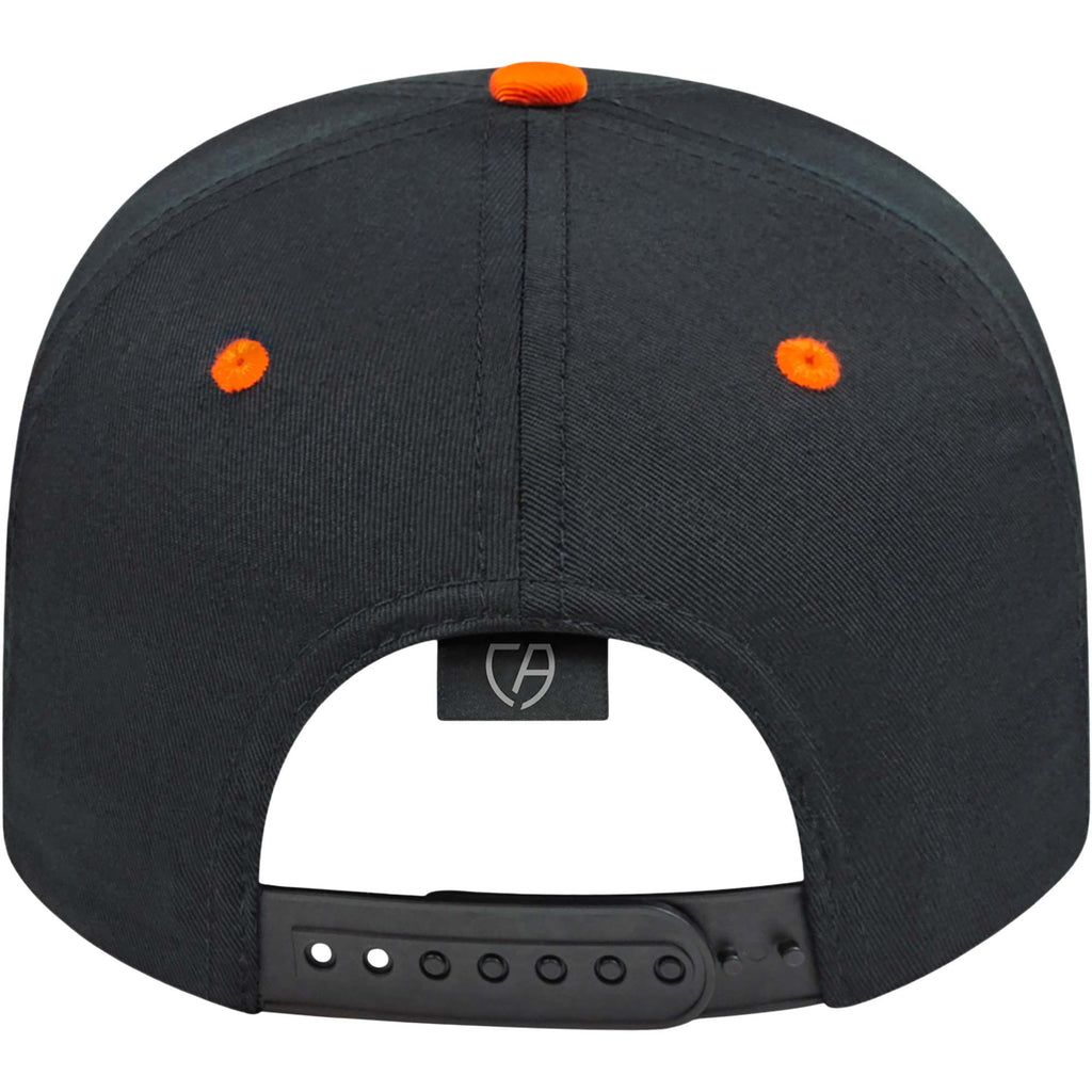 Cap America Original Snapback Cap in Poly Cotton Embroidery - Black/Orange - Back