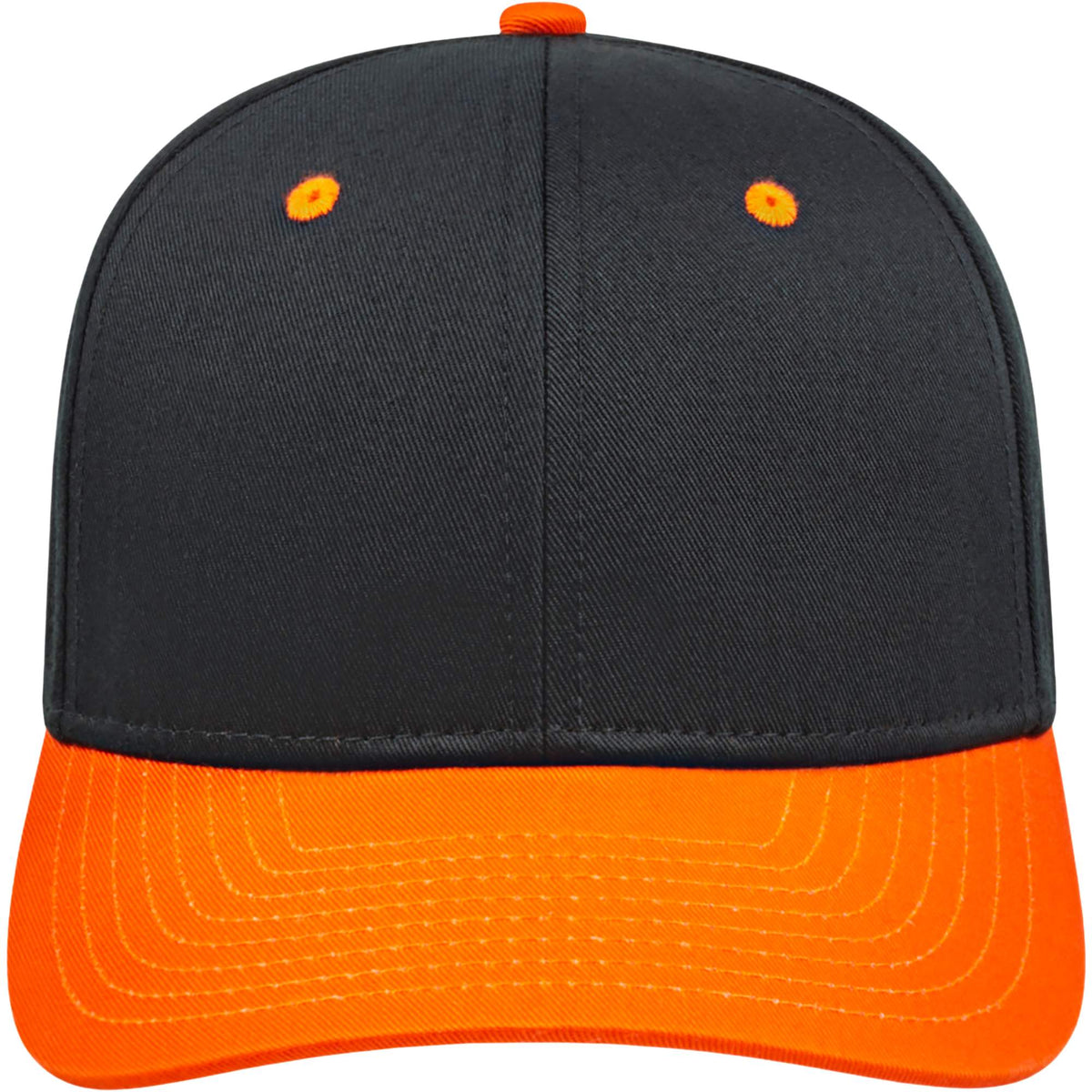 Cap America Original Snapback Cap in Poly Cotton Embroidery - Black/Orange - Front