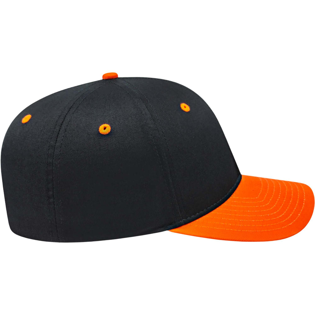 Cap America Original Snapback Cap in Poly Cotton Embroidery - Black/Orange - Right Side