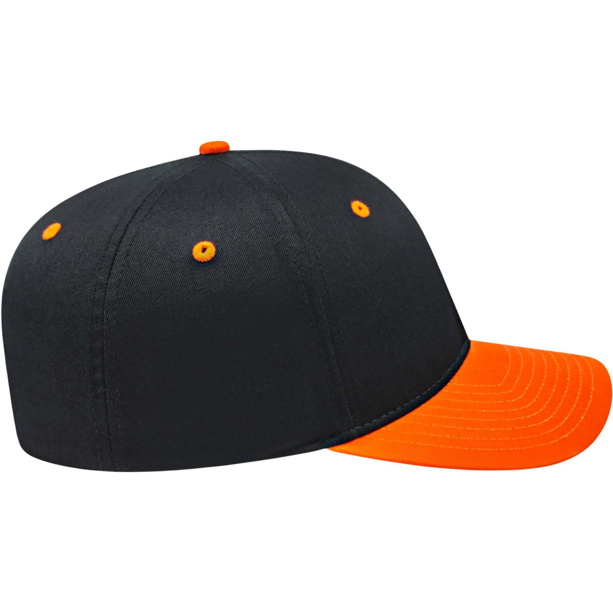 Cap America Original Snapback Cap in Poly Cotton Embroidery - Black/Orange - Right Side