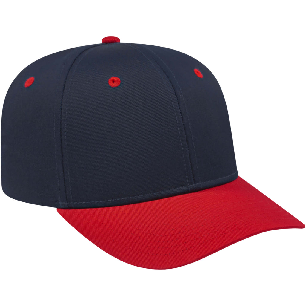 Cap America Original Snapback Cap in Poly Cotton Embroidery - Navy/Red - Left Angle