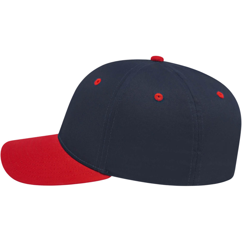 Cap America Original Snapback Cap in Poly Cotton Embroidery - Navy/Red - Left Side
