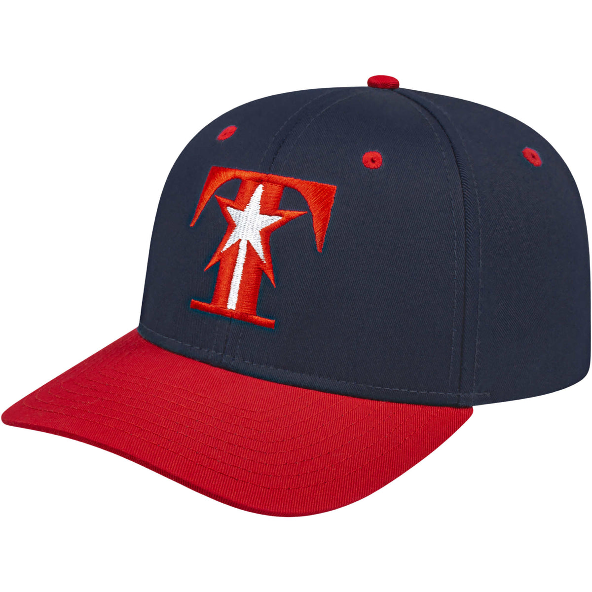 Cap America Original Snapback Cap in Poly Cotton Embroidery - Navy/Red - Right Angle
