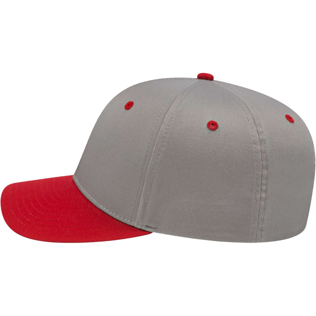 Cap America Original Snapback Cap in Poly Cotton Embroidery - Silver/Red - Left Side