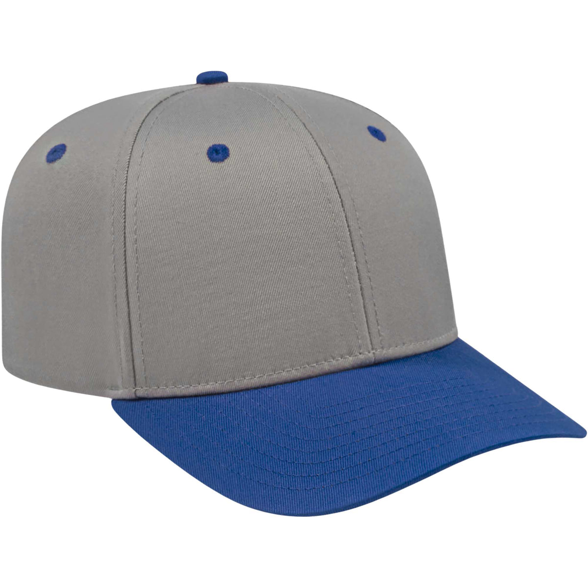 Cap America Original Snapback Cap in Poly Cotton Embroidery - Silver w/Royal Blue - Left Angle