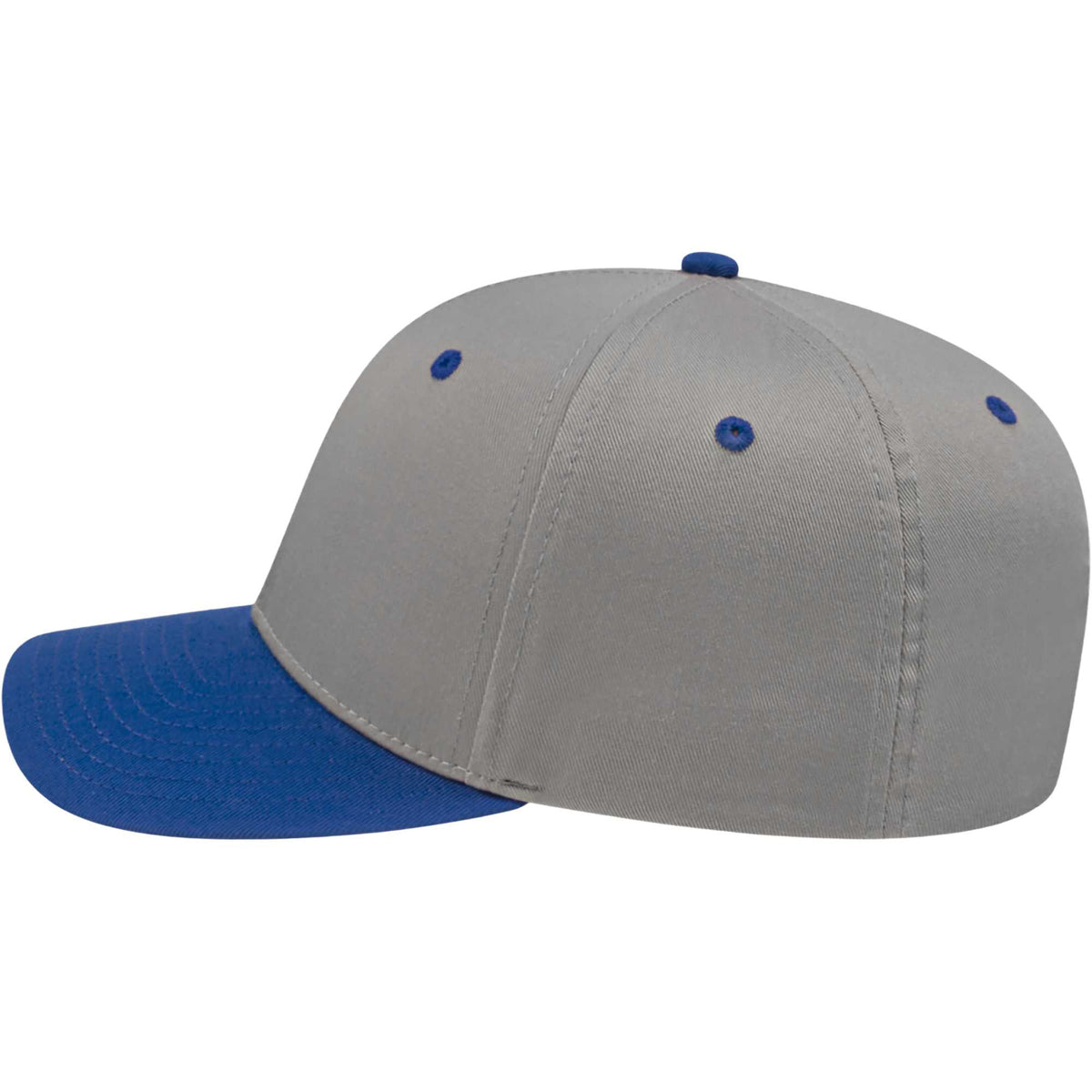 Cap America Original Snapback Cap in Poly Cotton Embroidery - Silver w/Royal Blue - Left Side