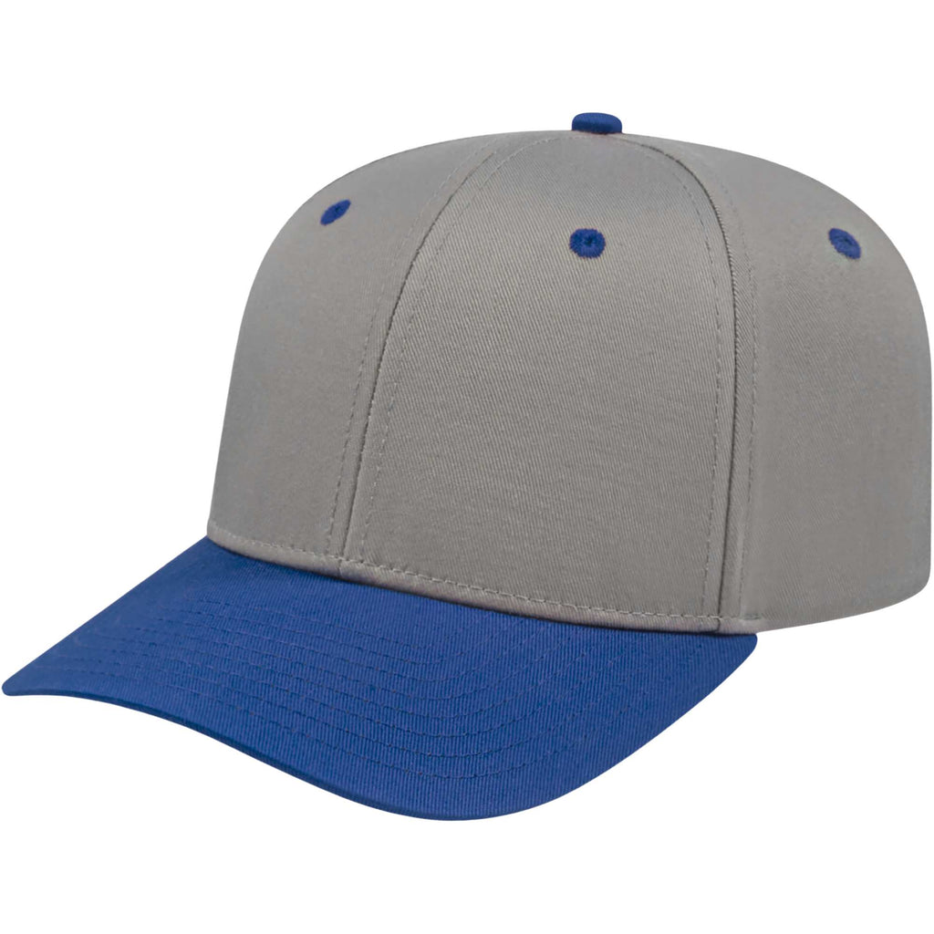 Cap America Original Snapback Cap in Poly Cotton Embroidery - Silver w/Royal Blue - Right Angle