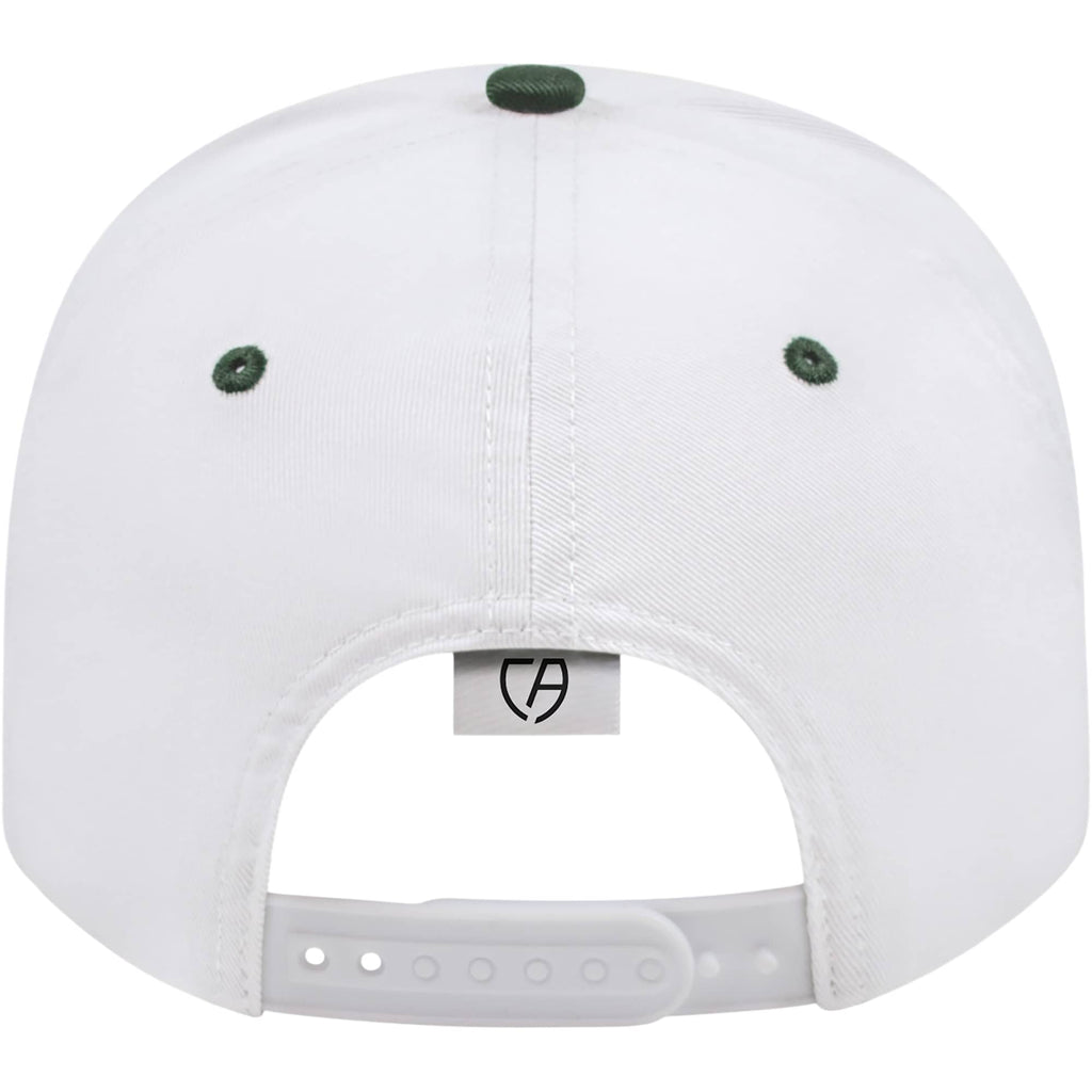 Cap America Original Snapback Cap in Poly Cotton Embroidery - White/Green - Back