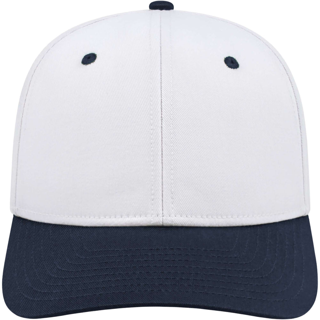 Cap America Original Snapback Cap in Poly Cotton Embroidery - White/Navy - Front