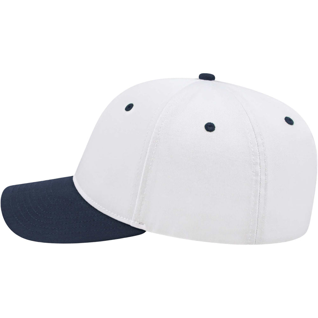 Cap America Original Snapback Cap in Poly Cotton Embroidery - White/Navy - Left Side