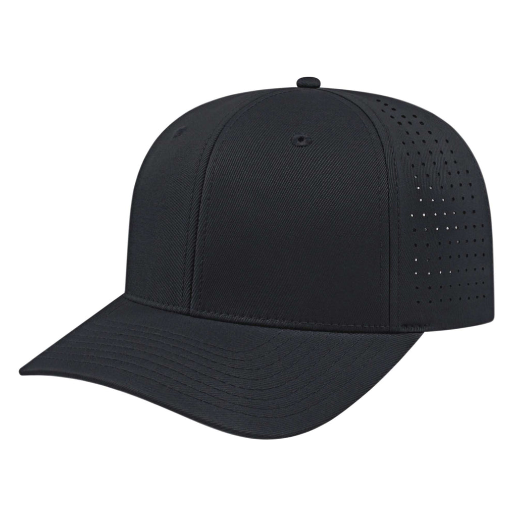 Cap America Performance Cap with Perforated Sides Embroidery - Black - Front