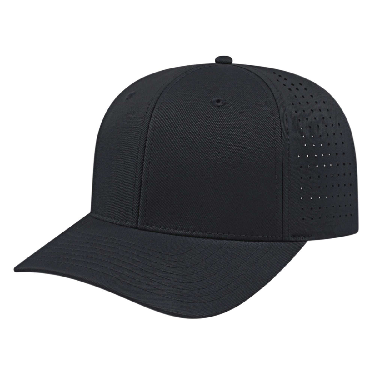 Cap America Performance Cap with Perforated Sides Embroidery - Black - Front