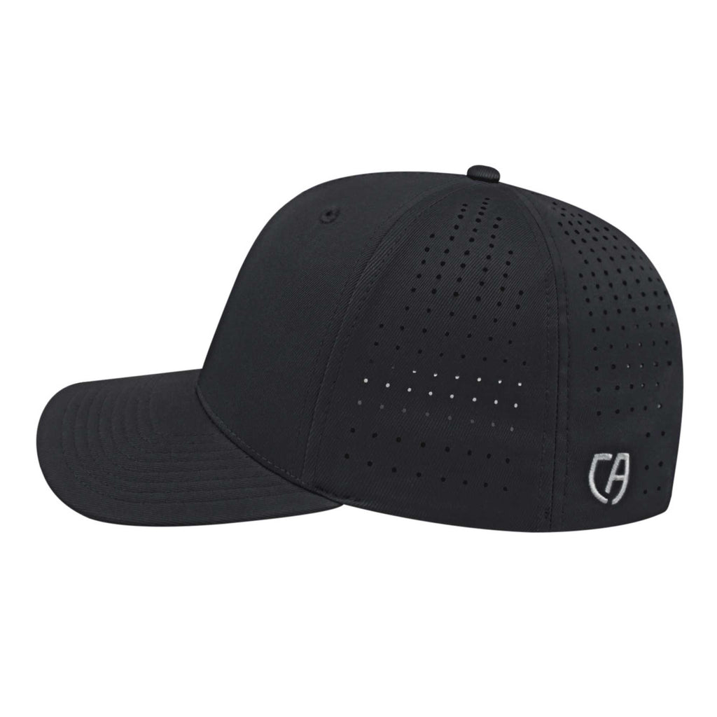 Cap America Performance Cap with Perforated Sides Embroidery - Black - Right Side