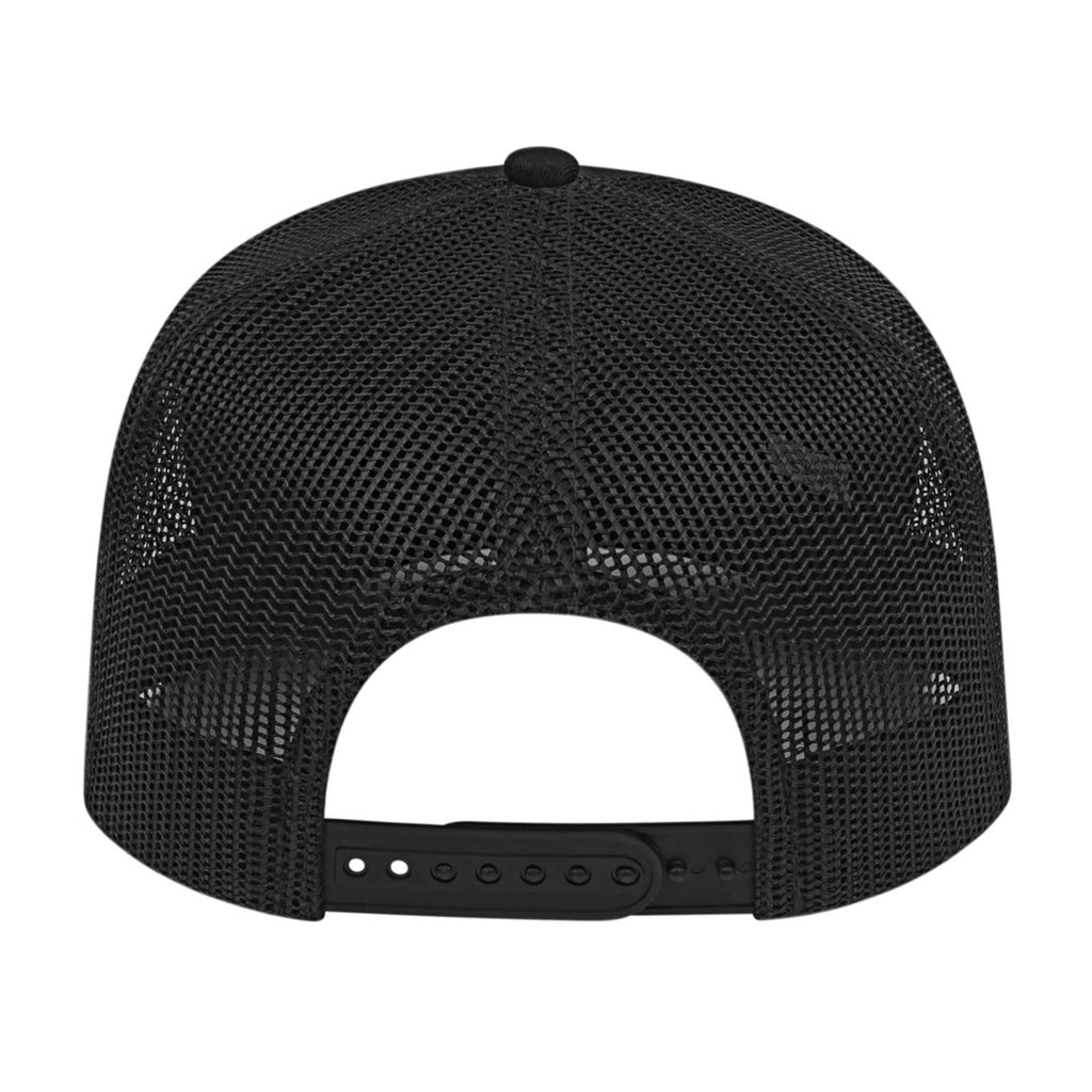 Cap America Poly Cotton Trucker Cap with Mesh Back Embroidery - Black - Back