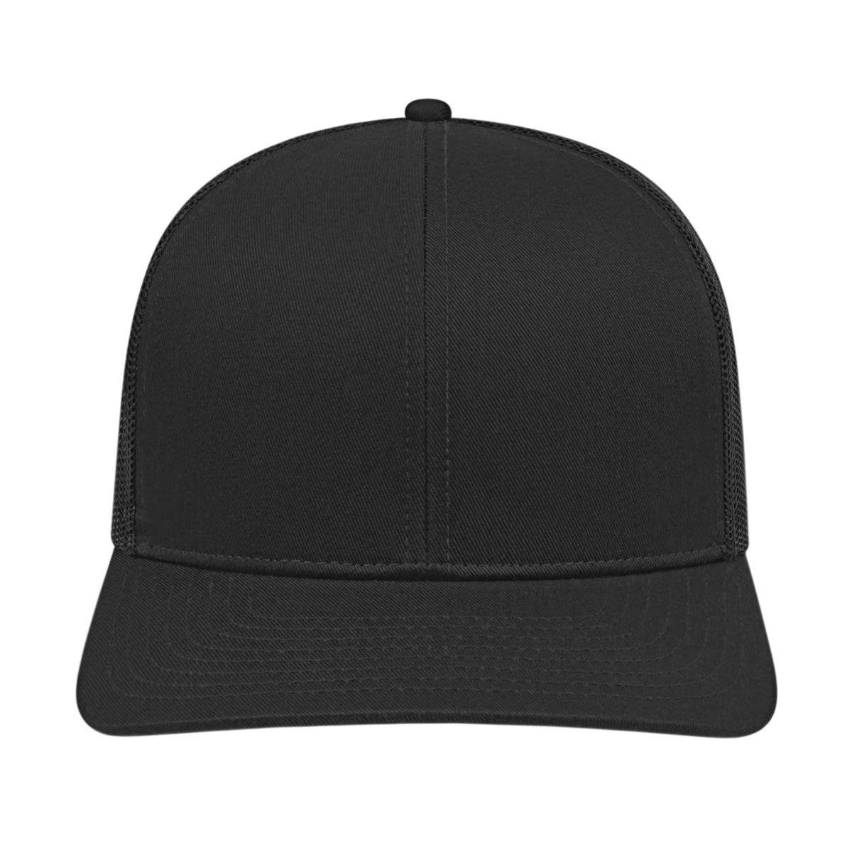 Cap America Poly Cotton Trucker Cap with Mesh Back Embroidery - Black - Front 2