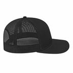 Cap America Poly Cotton Trucker Cap with Mesh Back Embroidery - Black - Left Side