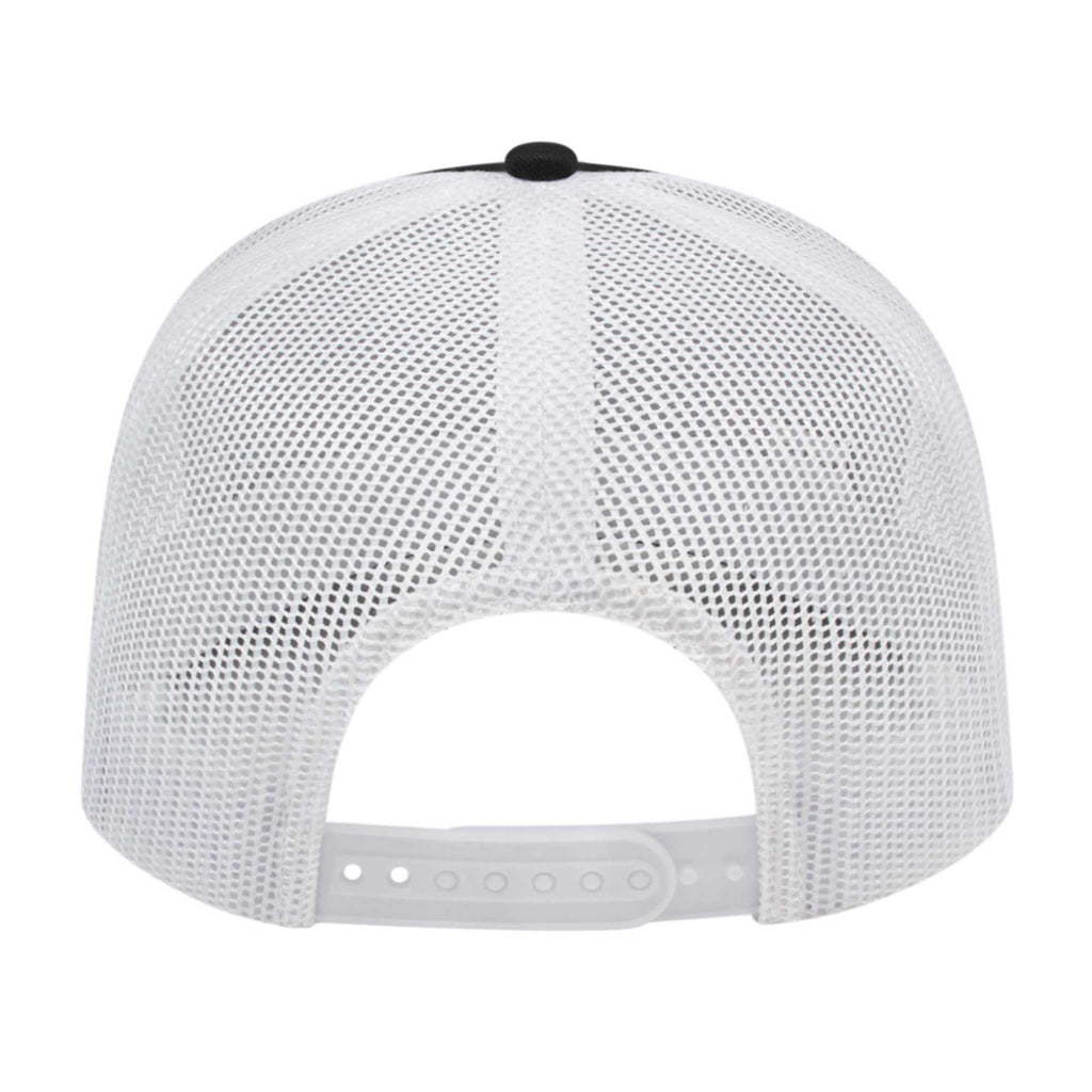 Cap America Poly Cotton Trucker Cap with Mesh Back Embroidery - Black/White - Back