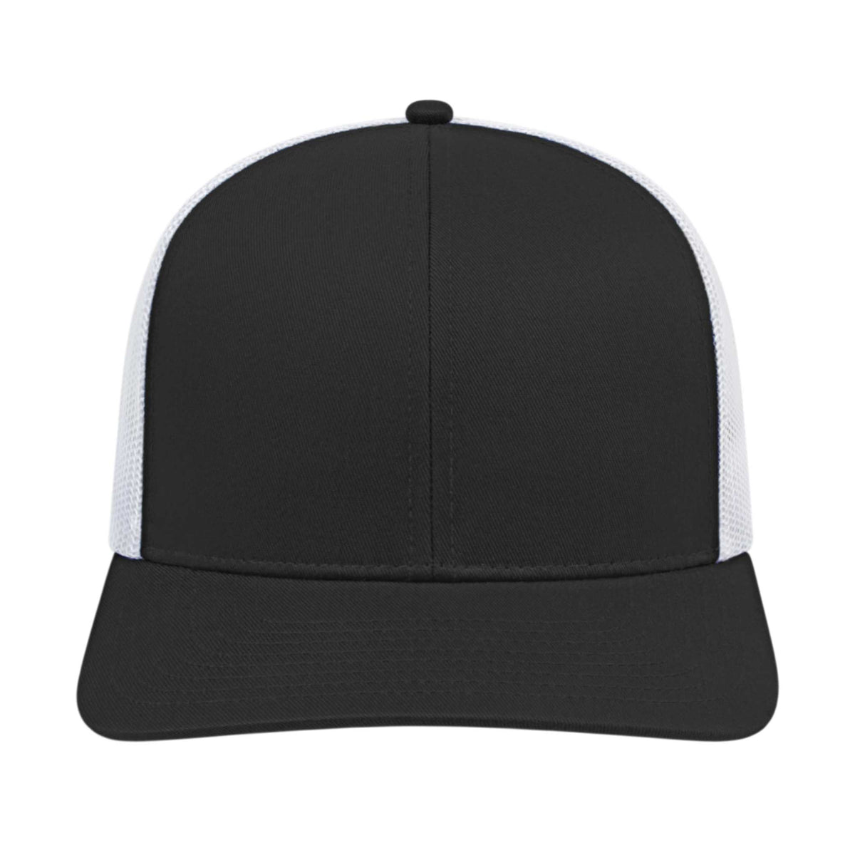 Cap America Poly Cotton Trucker Cap with Mesh Back Embroidery - Black/White - Front 2