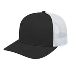 Cap America Poly Cotton Trucker Cap with Mesh Back Embroidery - Black/White - Front