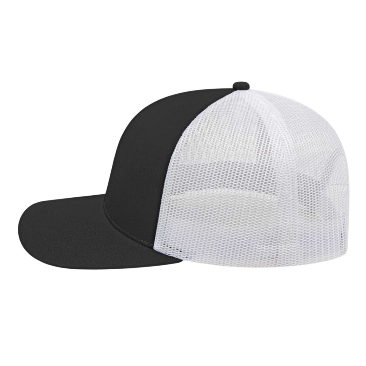 Cap America Poly Cotton Trucker Cap with Mesh Back Embroidery - Black/White - Right Side