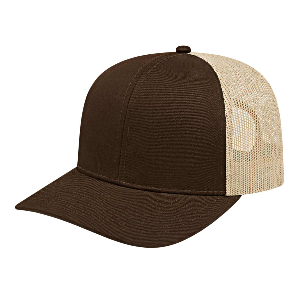 Cap America Poly Cotton Trucker Cap with Mesh Back Embroidery - Brown/Khaki - Photo 2