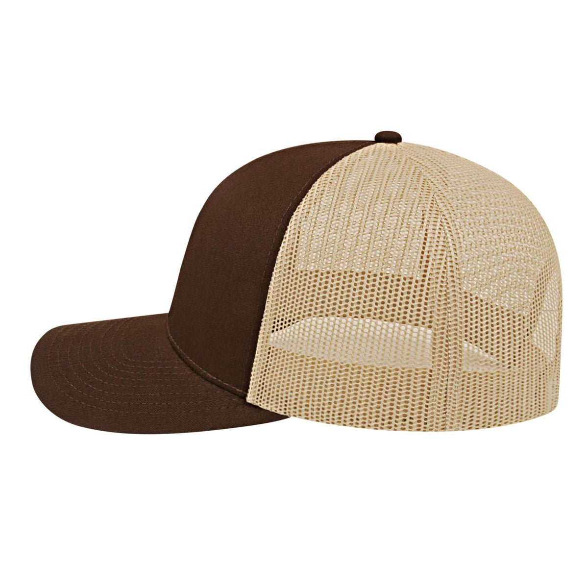 Cap America Poly Cotton Trucker Cap with Mesh Back Embroidery - Brown/Khaki - Photo 4