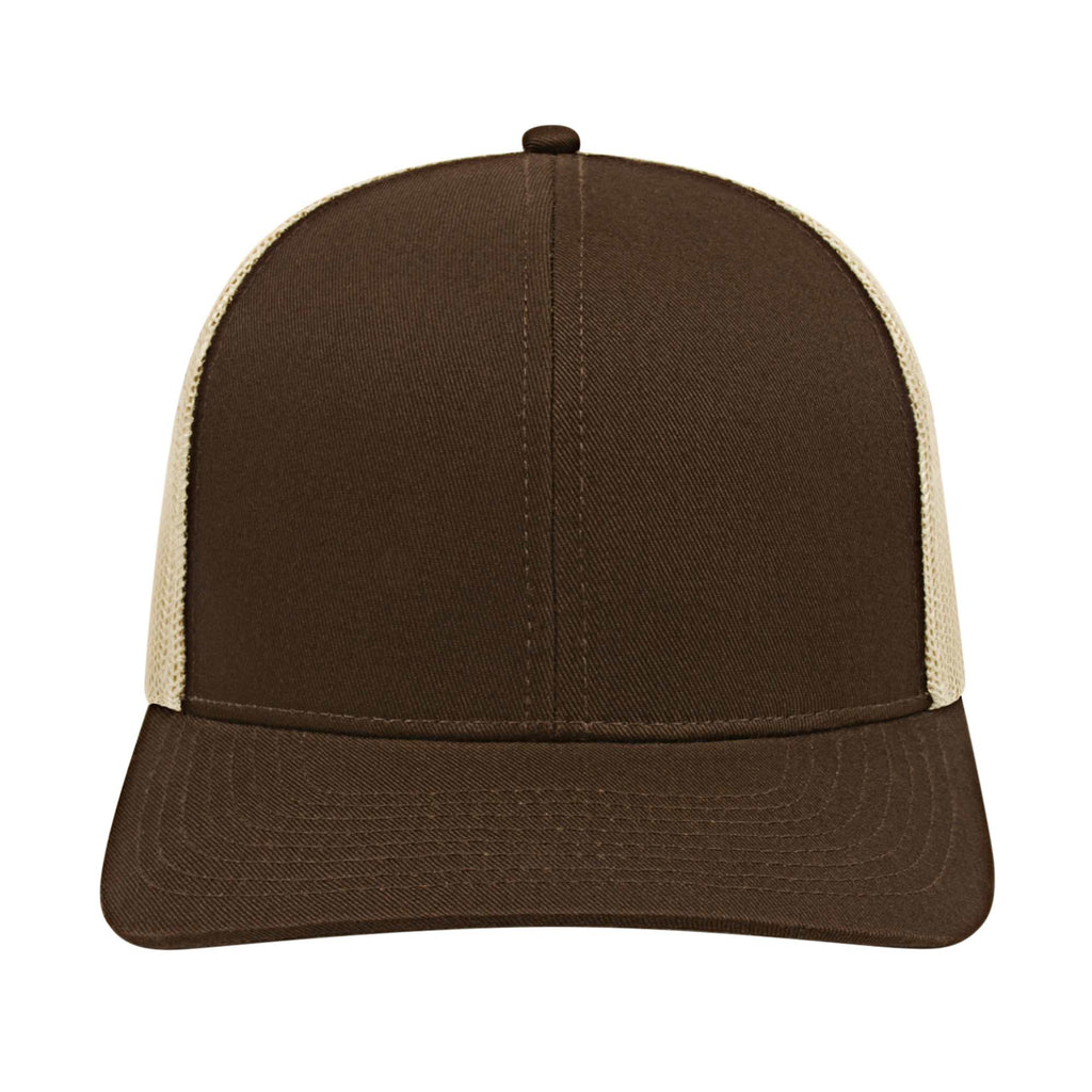 Cap America Poly Cotton Trucker Cap with Mesh Back Embroidery - Brown/Khaki - Photo 5