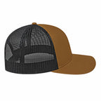 Cap America Poly Cotton Trucker Cap with Mesh Back Embroidery - Caramel/Black - Left Side